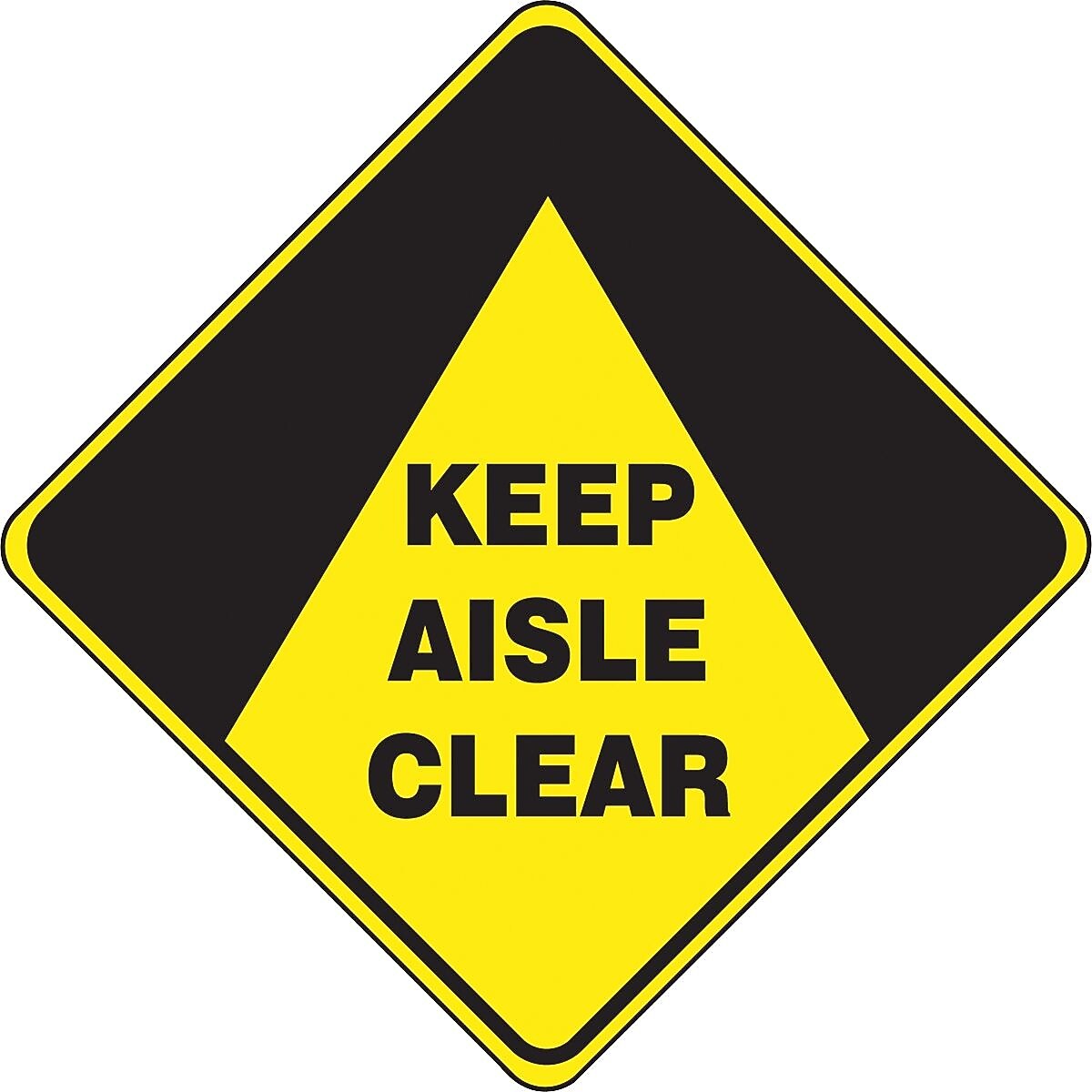 Accuform Slip-Gard KEEP AISLE CLEAR Diamond Floor Sign, Black/Yellow, 17"H x 17"W (PSR432)