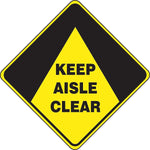 Accuform Slip-Gard KEEP AISLE CLEAR Diamond Floor Sign, Black/Yellow, 17"H x 17"W (PSR432)
