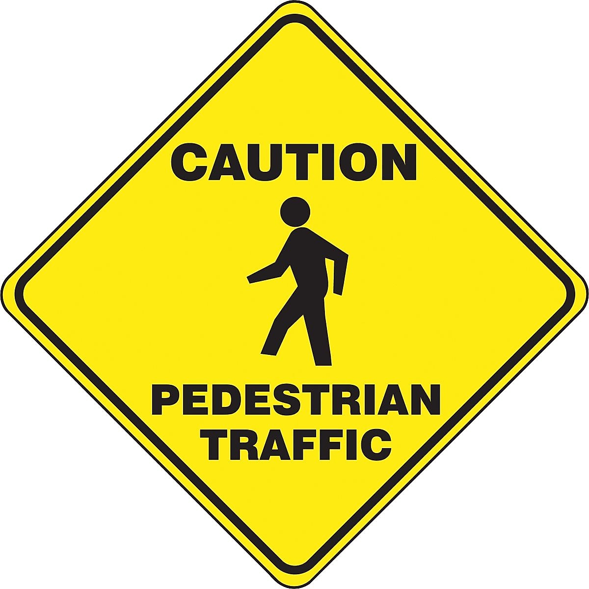 Accuform Slip-Gard CAUTION PEDESTRIAN TRAFFIC Diamond Floor Sign, Black/Yellow, 17"H x 17"W (PSR410)
