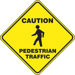 Accuform Slip-Gard CAUTION PEDESTRIAN TRAFFIC Diamond Floor Sign, Black/Yellow, 17"H x 17"W (PSR410)