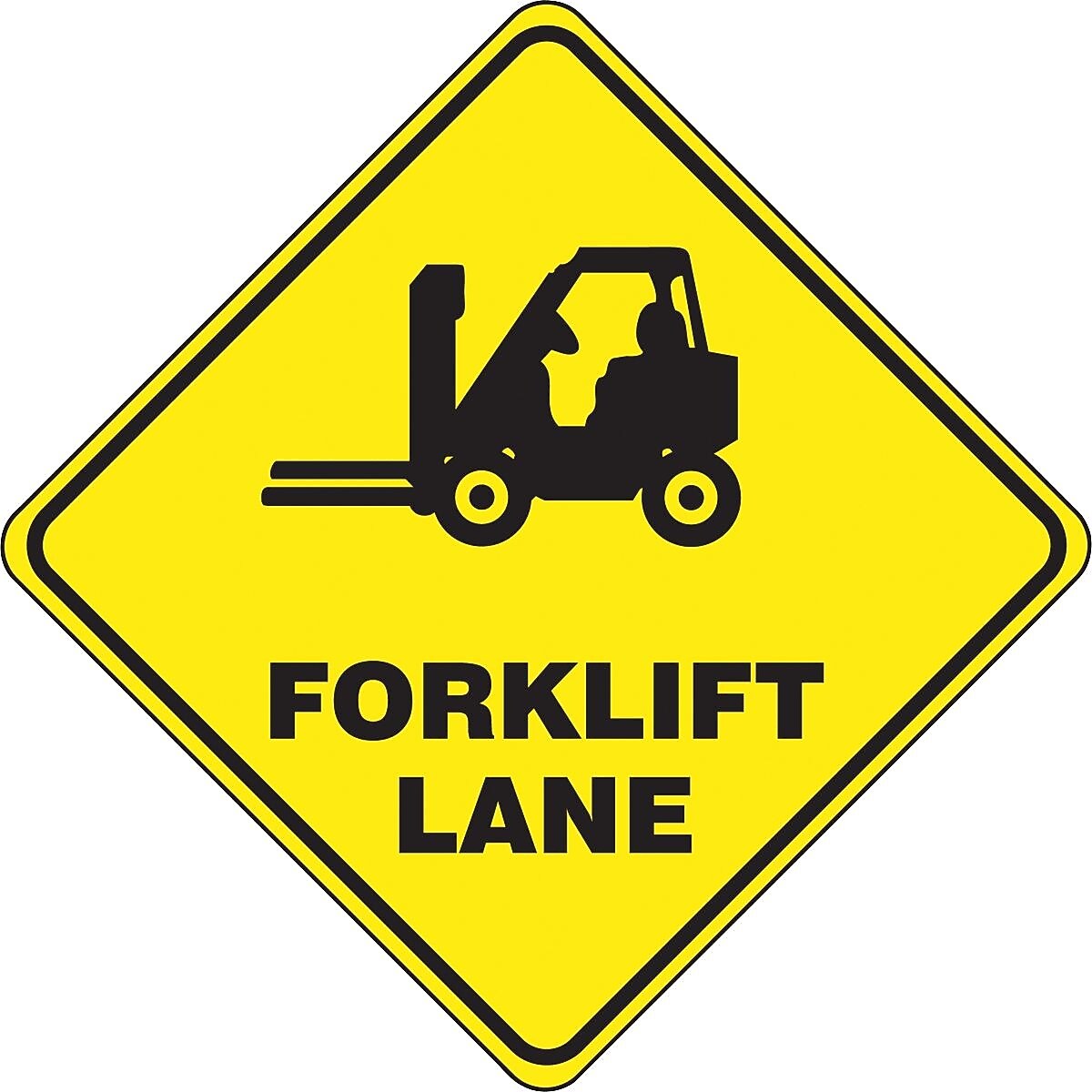 Accuform Slip-Gard FORKLIFT LANE Diamond Floor Sign, Black/Yellow, 17"H x 17"W (PSR406)