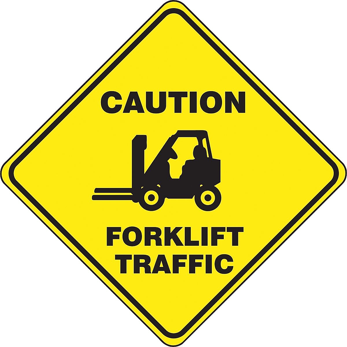Accuform Slip-Gard CAUTION FORKLIFT TRAFFIC Diamond Floor Sign, Black/Yellow, 17"H x 17"W (PSR404)