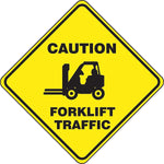 Accuform Slip-Gard CAUTION FORKLIFT TRAFFIC Diamond Floor Sign, Black/Yellow, 17"H x 17"W (PSR404)