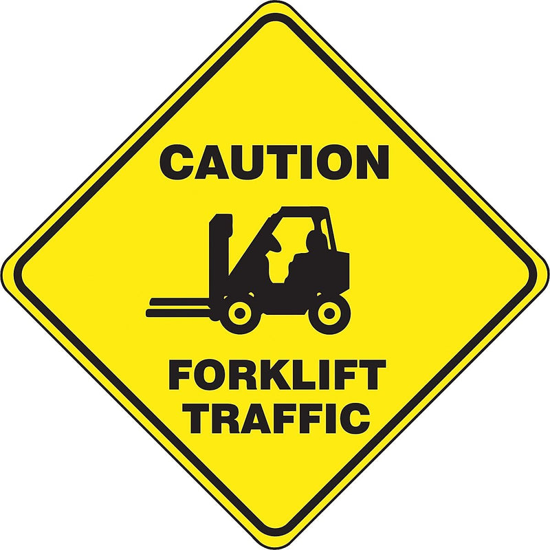 Accuform Slip-Gard CAUTION FORKLIFT TRAFFIC Diamond Floor Sign, Black/Yellow, 17"H x 17"W (PSR404)