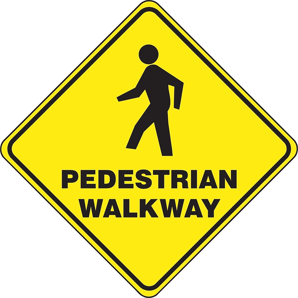 Accuform Slip-Gard PEDESTRIAN WALKWAY Diamond Floor Sign, Black/Yellow, 17"H x 17"W (PSR412)