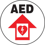 Accuform Slip-Gard AED Round Floor Sign, Black/Red/White, 17"Dia. (MFS713)
