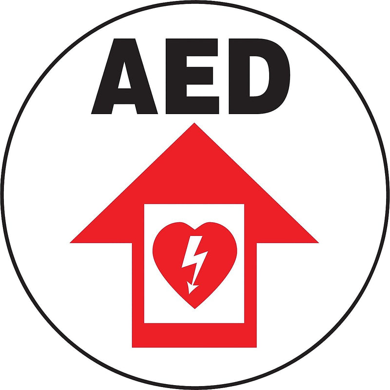 Accuform Slip-Gard AED Round Floor Sign, Black/Red/White, 8"Dia. (MFS867)