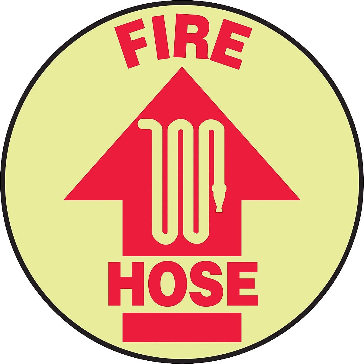 Accuform Signs® Slip-Gard™ FIRE HOSE Round Floor Sign, Red/Yellow, 17"Dia., 1/Pack
