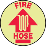 Accuform Signs® Slip-Gard™ FIRE HOSE Round Floor Sign, Red/Yellow, 17"Dia., 1/Pack