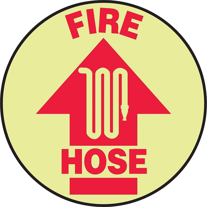 Accuform Signs® Slip-Gard™ FIRE HOSE Round Floor Sign, Red/Yellow, 17"Dia., 1/Pack