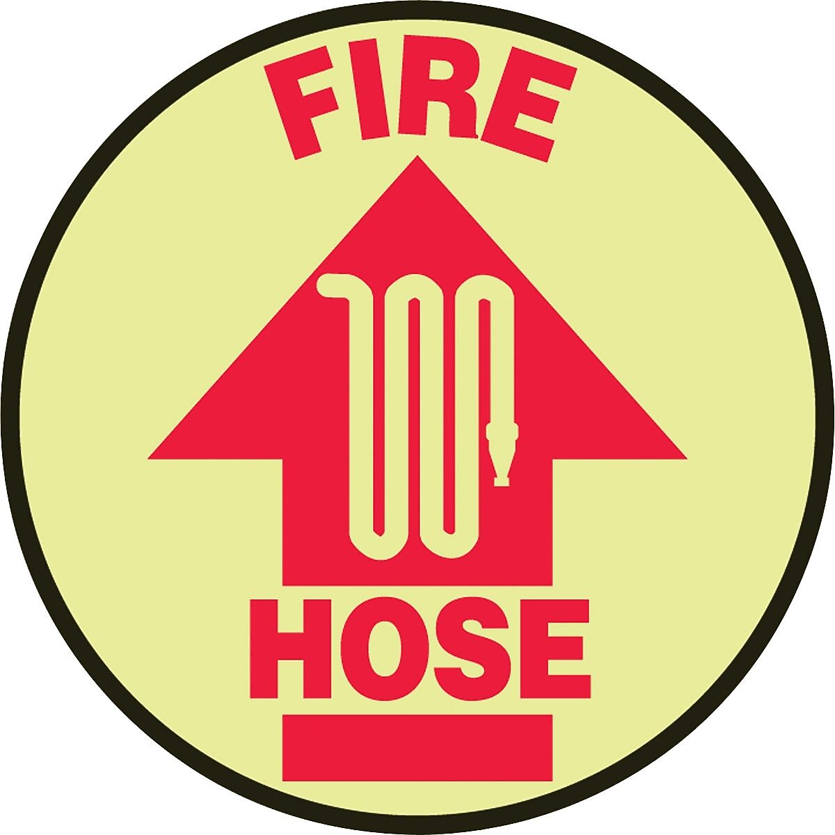 Accuform Signs® Slip-Gard™ FIRE HOSE Round Floor Sign, Red/Yellow, 8"Dia., 1/Pack