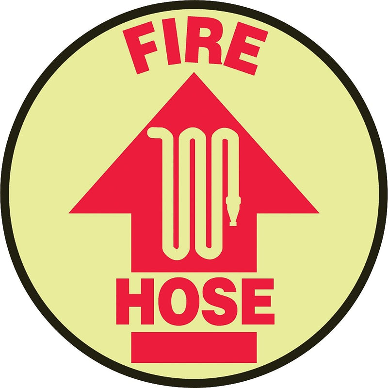 Accuform Signs® Slip-Gard™ FIRE HOSE Round Floor Sign, Red/Yellow, 8"Dia., 1/Pack