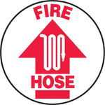 Accuform Slip-Gard FIRE HOSE Round Floor Sign, Red/White, 17"Dia. (MFS722)
