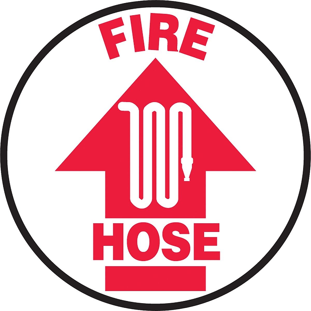 Accuform Slip-Gard FIRE HOSE Round Floor Sign, Red/White, 8"Dia. (MFS833)