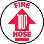 Accuform Slip-Gard FIRE HOSE Round Floor Sign, Red/White, 8"Dia. (MFS833)