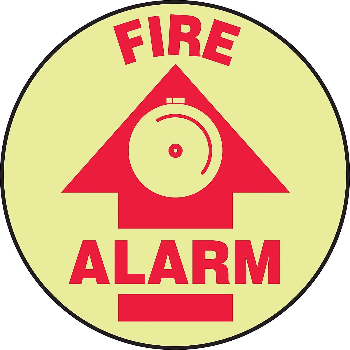 Accuform Signs® Slip-Gard™ FIRE ALARM Round Floor Sign, Red/Yellow, 17"Dia., 1/Pack
