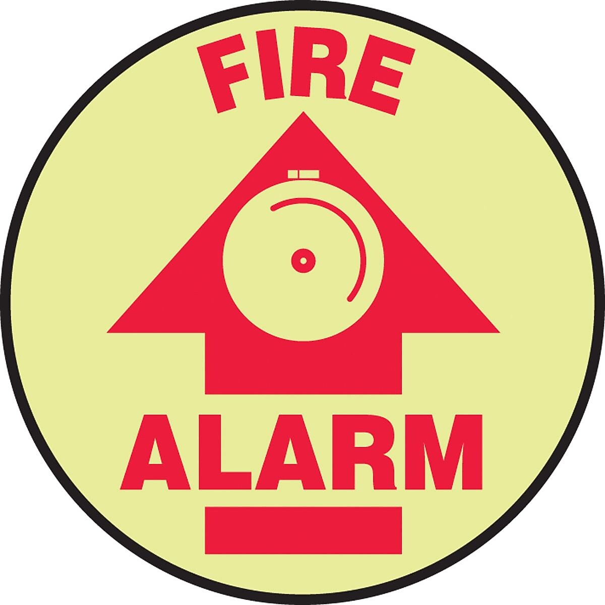 Accuform Signs® Slip-Gard™ FIRE ALARM Round Floor Sign, Red/Yellow, 8"Dia., 1/Pack