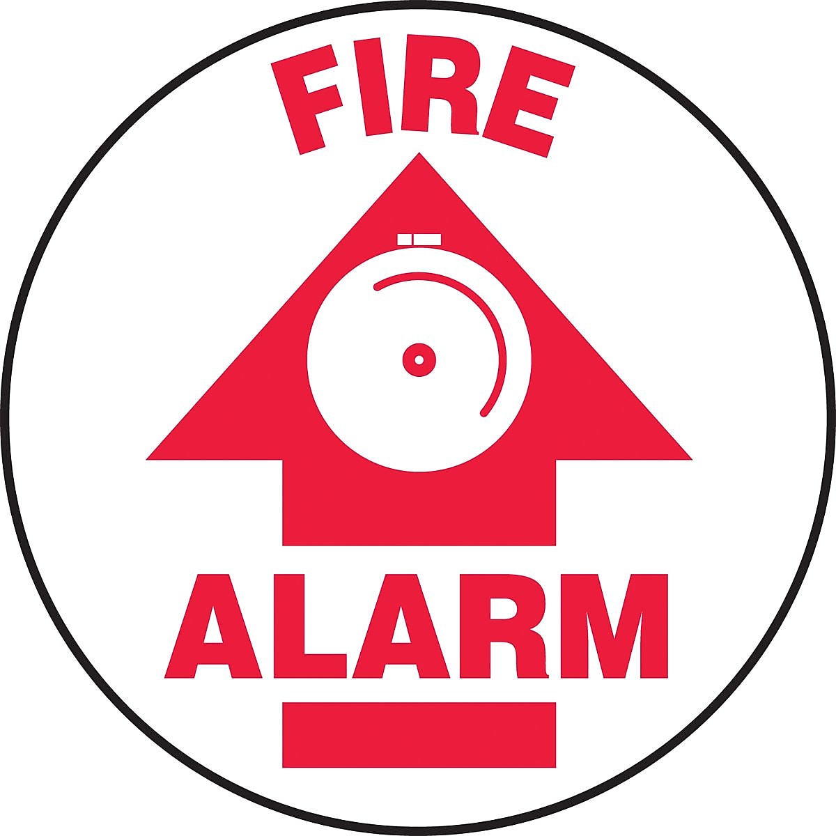 Accuform Slip-Gard FIRE ALARM Round Floor Sign, Red/White, 17"Dia. (MFS720)