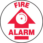 Accuform Slip-Gard FIRE ALARM Round Floor Sign, Red/White, 17"Dia. (MFS720)
