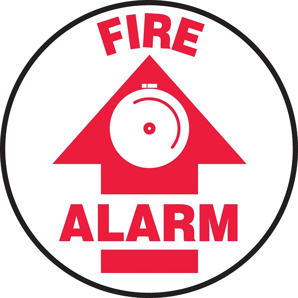 Accuform Signs® Slip-Gard™ FIRE ALARM Round Floor Sign, Red/White, 8"Dia., 1/Pack