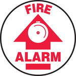 Accuform Signs® Slip-Gard™ FIRE ALARM Round Floor Sign, Red/White, 8"Dia., 1/Pack