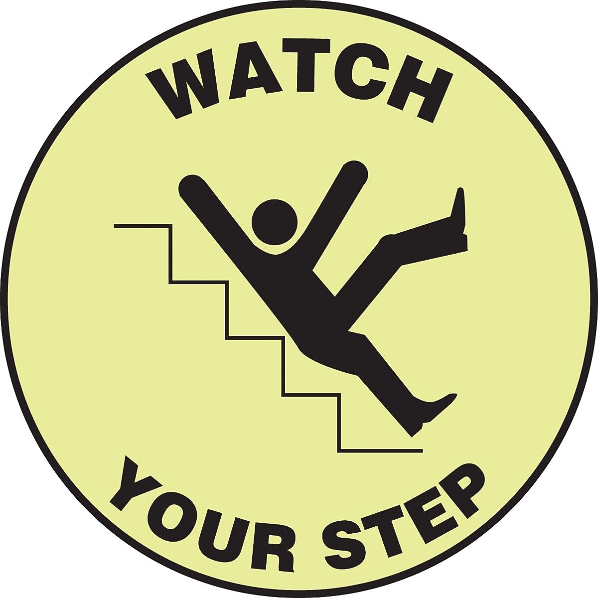 Accuform Slip-Gard WATCH YOUR STEP Round Floor Sign, Black/White, 8"Dia. (MFS828)