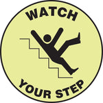 Accuform Slip-Gard WATCH YOUR STEP Round Floor Sign, Black/White, 8"Dia. (MFS828)