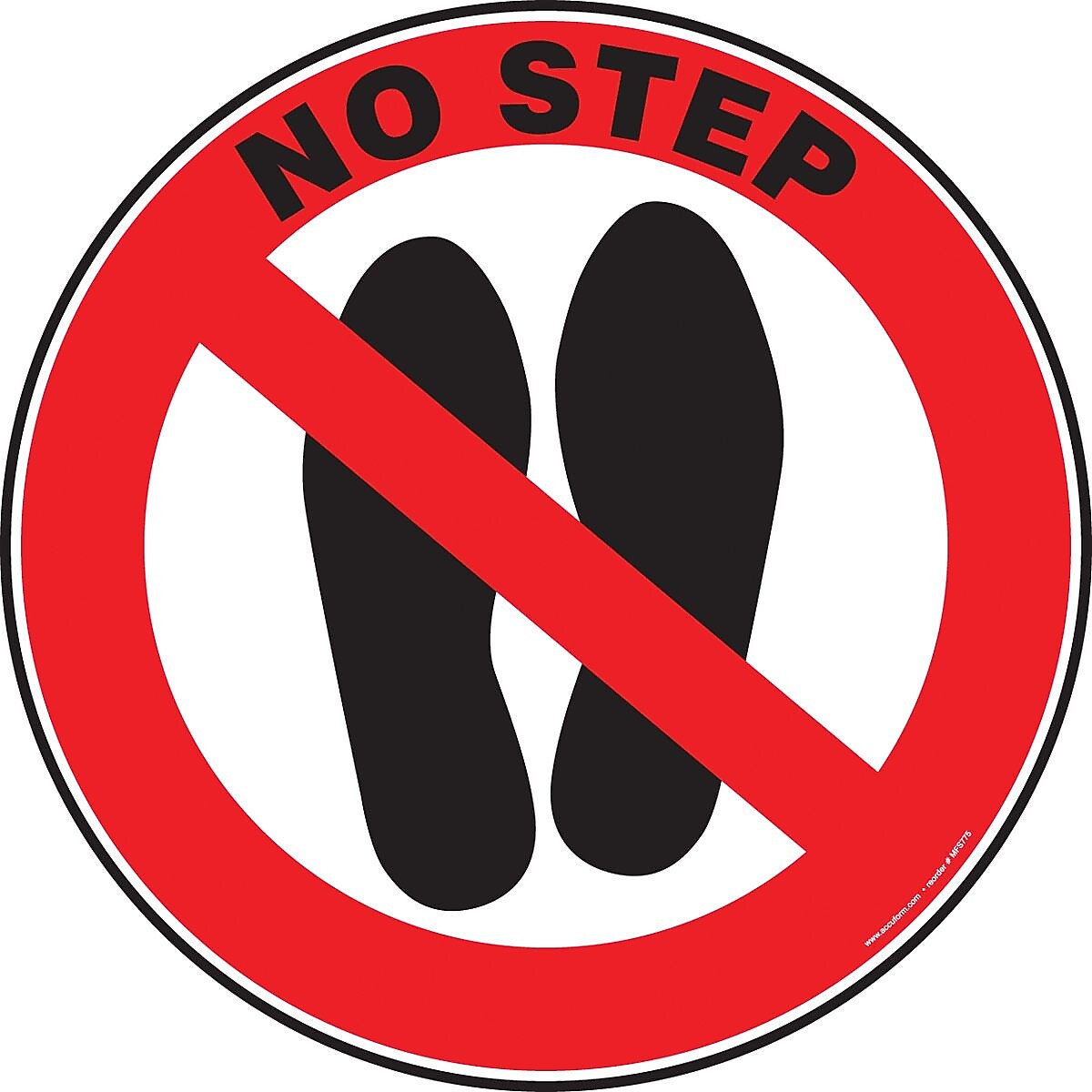 Accuform Slip-Gard NO STEP Round Floor Sign, Black/Red/White, 8"Dia. (MFS862)