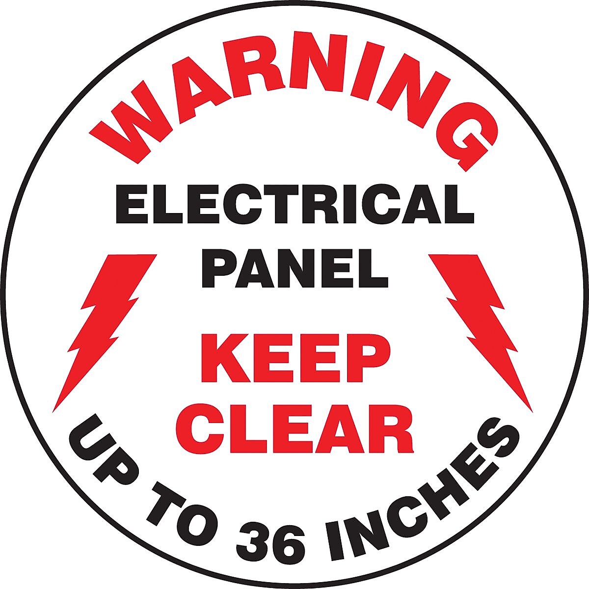 Accuform Slip-Gard WARNING ELECTRICAL PANEL KEEP CLEAR..Floor Sign, BLK/Red/WHT, 8"Dia. (MFS864)