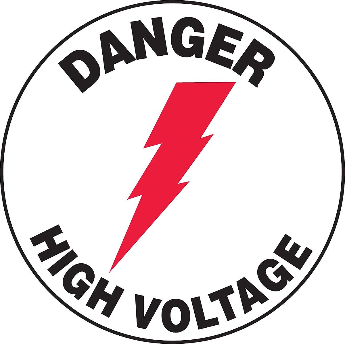 Accuform Slip-Gard DANGER HIGH VOLTAGE Round Floor Sign, Red/Black/White, 17"Dia. (MFS731)