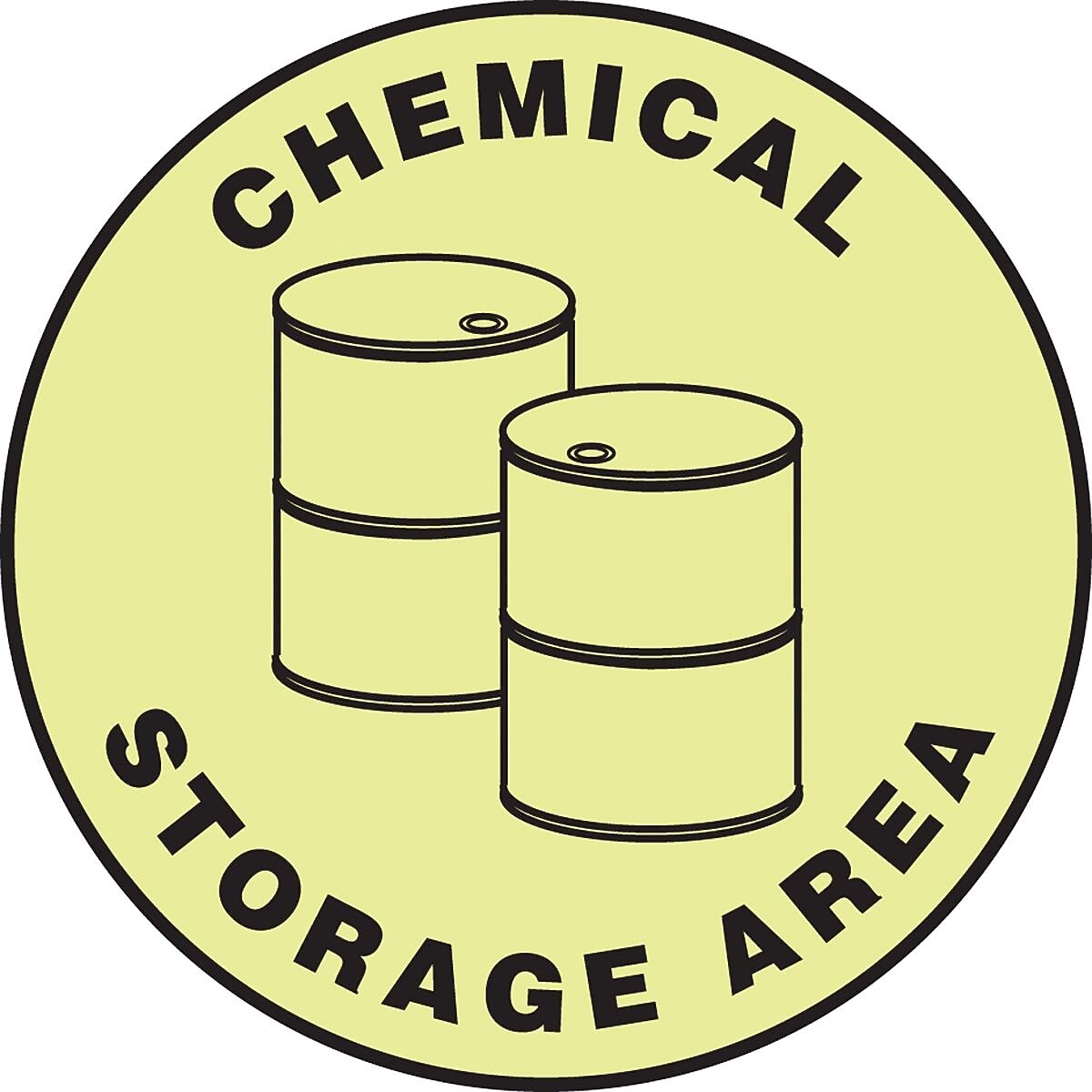 Accuform Signs® Slip-Gard™ CHEMICAL STORAGE Round Floor Sign, Black/Yellow, 17"Dia., 1/Pack