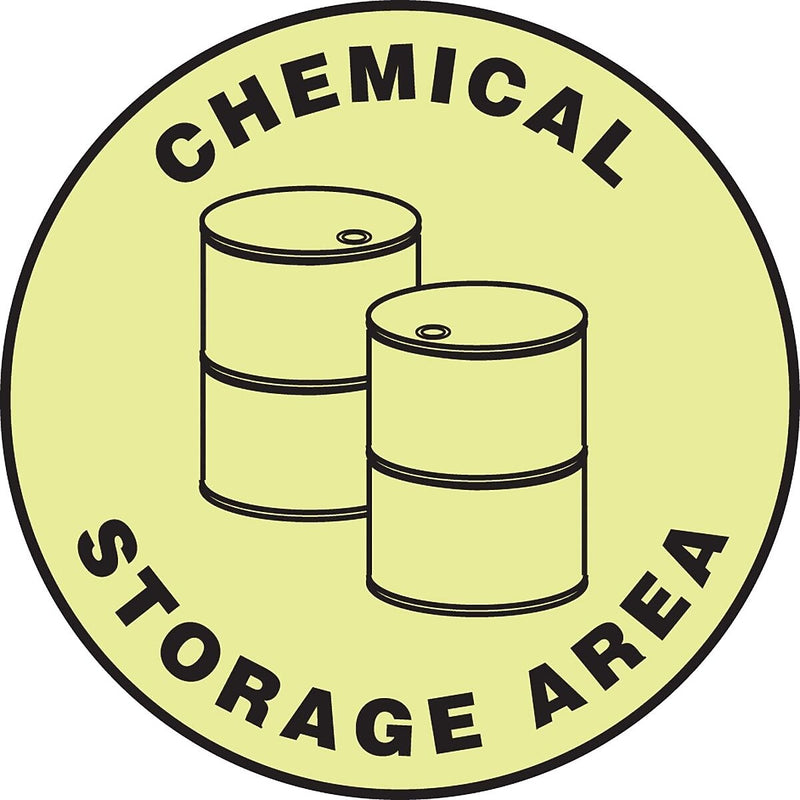 Accuform Signs® Slip-Gard™ CHEMICAL STORAGE Round Floor Sign, Black/Yellow, 17"Dia., 1/Pack