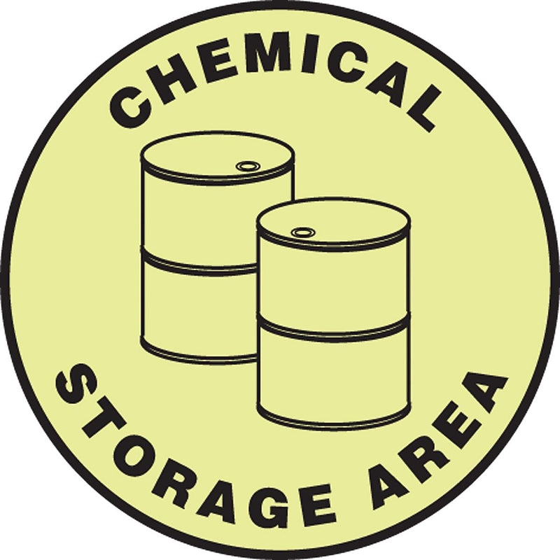 Accuform Slip-Gard CHEMICAL STORAGE AREA Round Floor Sign, Black/Yellow, 8"Dia. (MFS878) (MFS878)