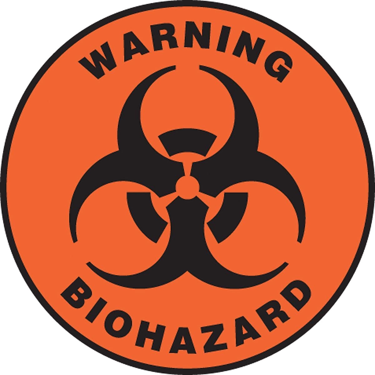 Accuform Slip-Gard WARNING BIOHAZARD Round Floor Sign, Black/Orange, 8"Dia. (MFS0508)