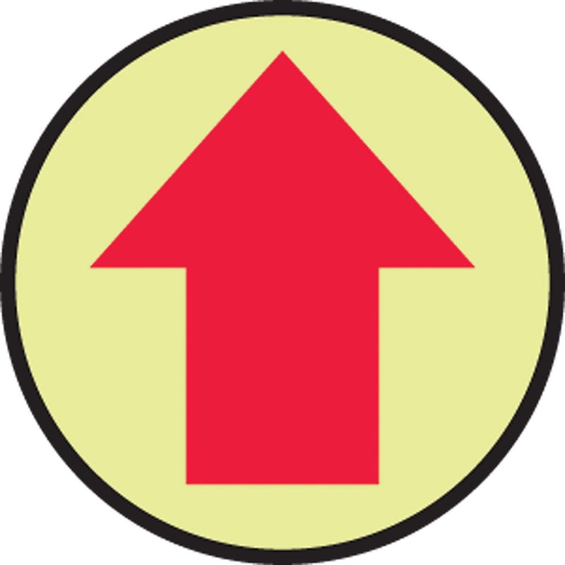 Accuform Slip-Gard Arrow Pictorial Round Floor Sign, Red/Yellow, 8"Dia. (MFS871)