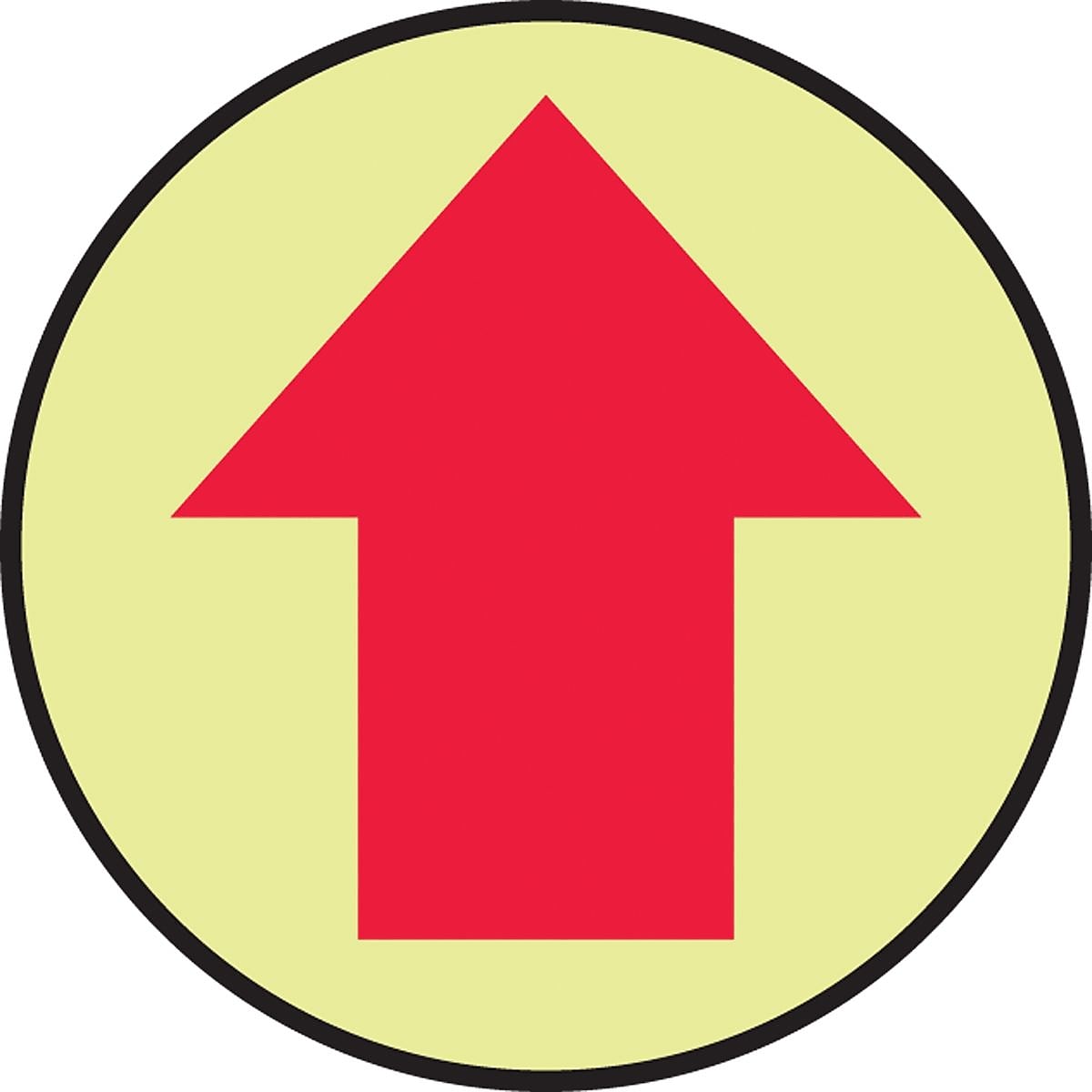 Accuform Slip-Gard Arrow Pictorial Round Floor Sign, Red/Yellow, 17"Dia. (MFS760)