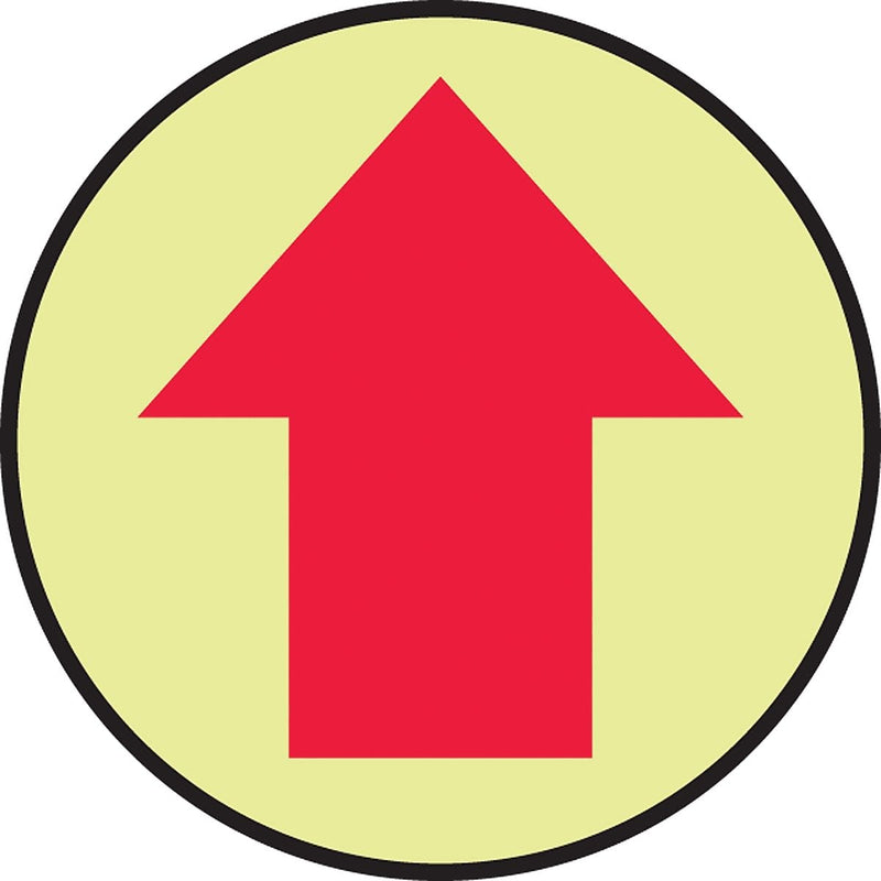 Accuform Slip-Gard Arrow Pictorial Round Floor Sign, Red/Yellow, 17"Dia. (MFS760)