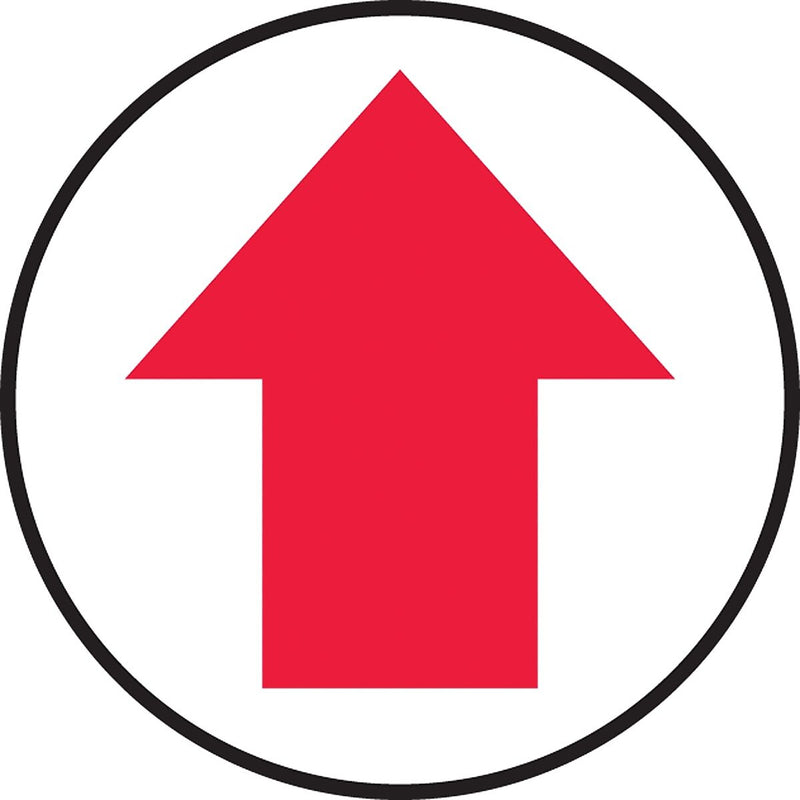 Accuform Signs® Slip-Gard™ Arrow Pictorial Round Floor Sign, Red/White, 17"Dia., 1/Pack