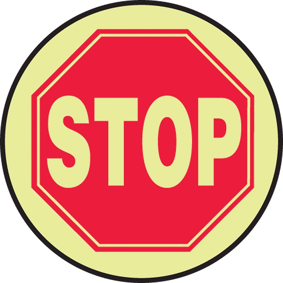 Accuform Slip-Gard STOP Round Floor Sign, Red/Yellow, 8"Dia. (MFS876)