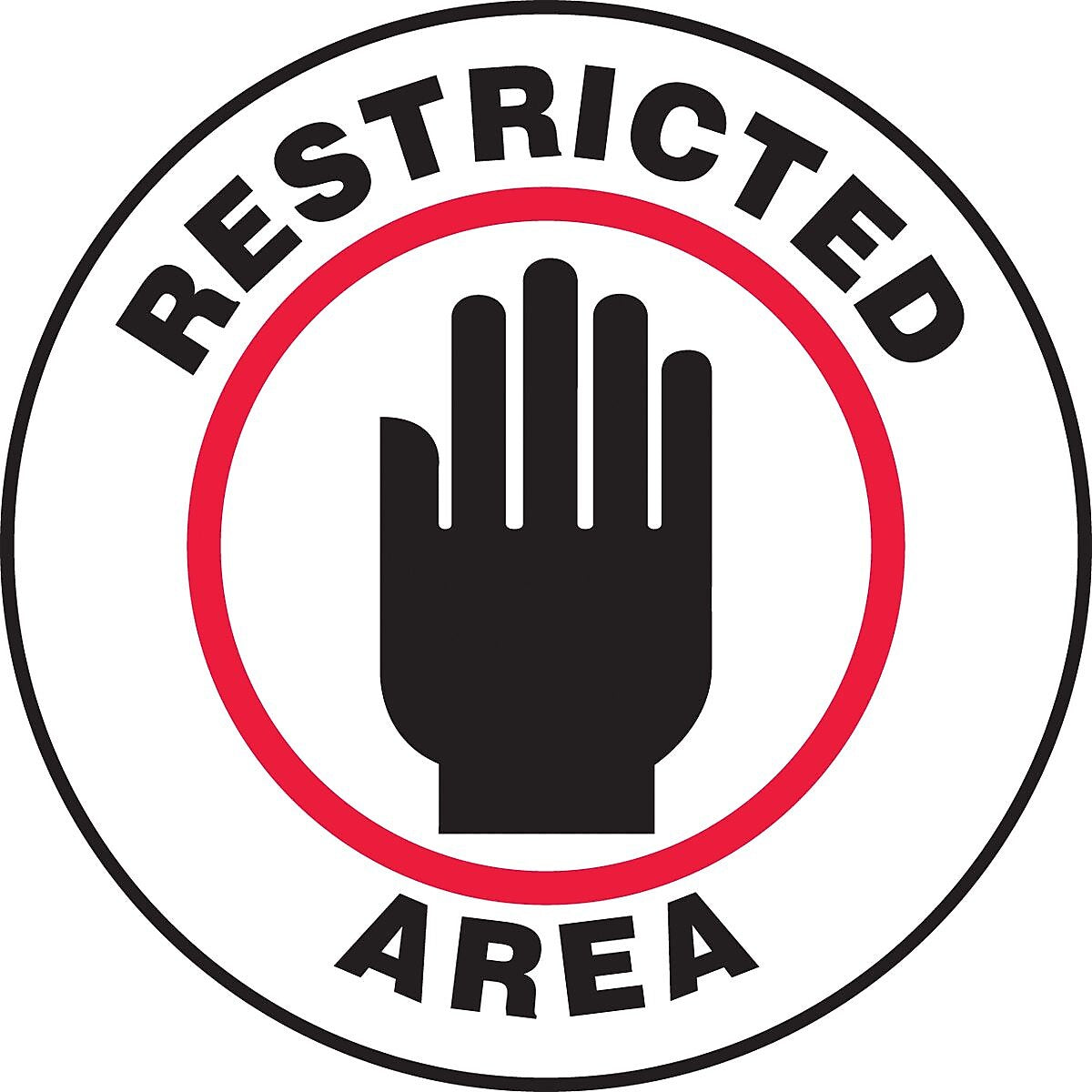 Accuform Signs® Slip-Gard™ RESTRICTED AREA Round Floor Sign, Black/Red/White, 17"Dia., 1/Pack