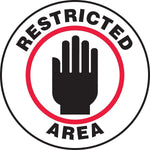 Accuform Signs® Slip-Gard™ RESTRICTED AREA Round Floor Sign, Black/Red/White, 17"Dia., 1/Pack
