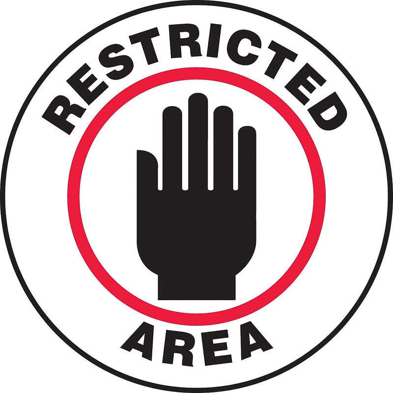 Accuform Signs® Slip-Gard™ RESTRICTED AREA Round Floor Sign, Black/Red/White, 17"Dia., 1/Pack