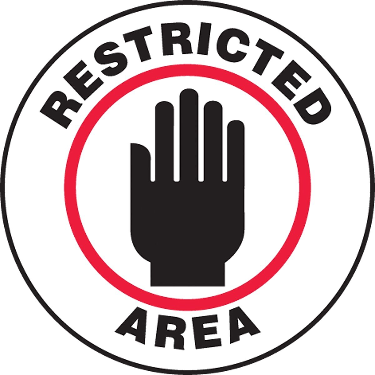 Accuform Slip-Gard RESTRICTED AREA Round Floor Sign, Red/Black/White, 8"Dia. (MFS839)