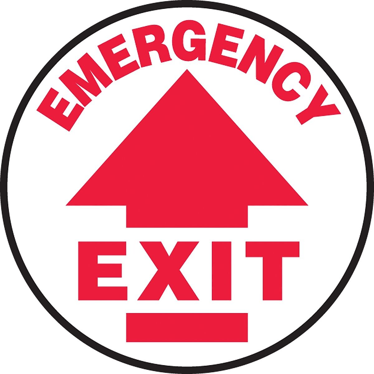 Accuform Signs® Slip-Gard™ EMERGENCY EXIT Round Floor Sign, Red/White, 17"Dia., 1/Pack