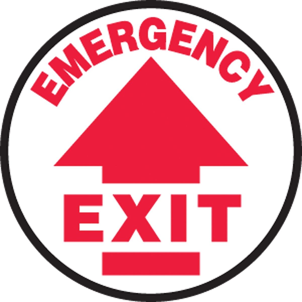 Accuform Slip-Gard EMERGENCY EXIT Round Floor Sign, Red/White, 8"Dia. (MFS812)