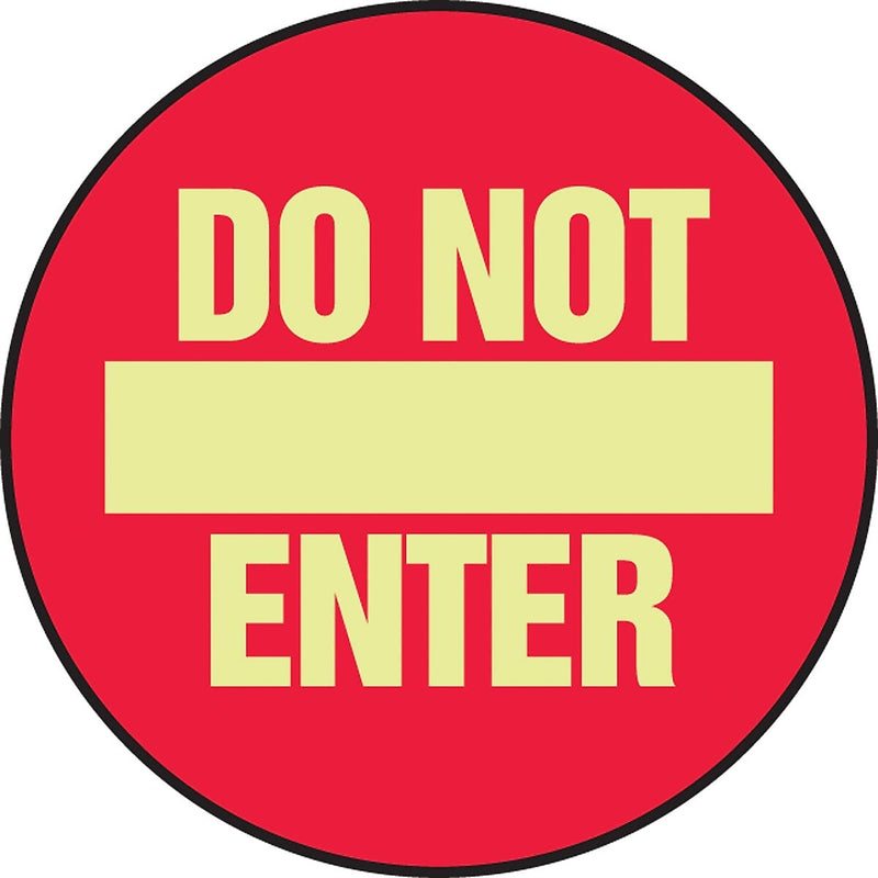 Accuform Slip-Gard DO NOT ENTER Round Floor Sign, Yellow/Red, 8"Dia. (MFS877)