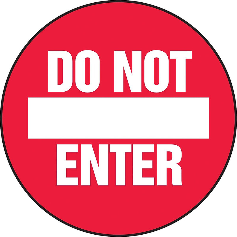 Accuform Slip-Gard DO NOT ENTER Round Floor Sign, White/Red, 17"Dia. (MFS2517)