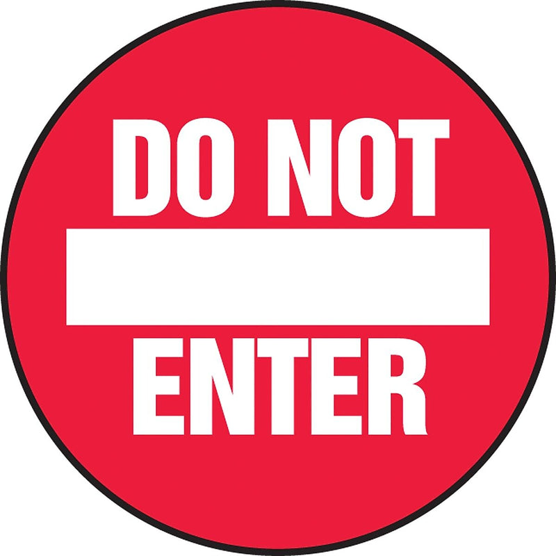 Accuform Slip-Gard DO NOT ENTER Round Floor Sign, White/Red, 8"Dia. (MFS2508)