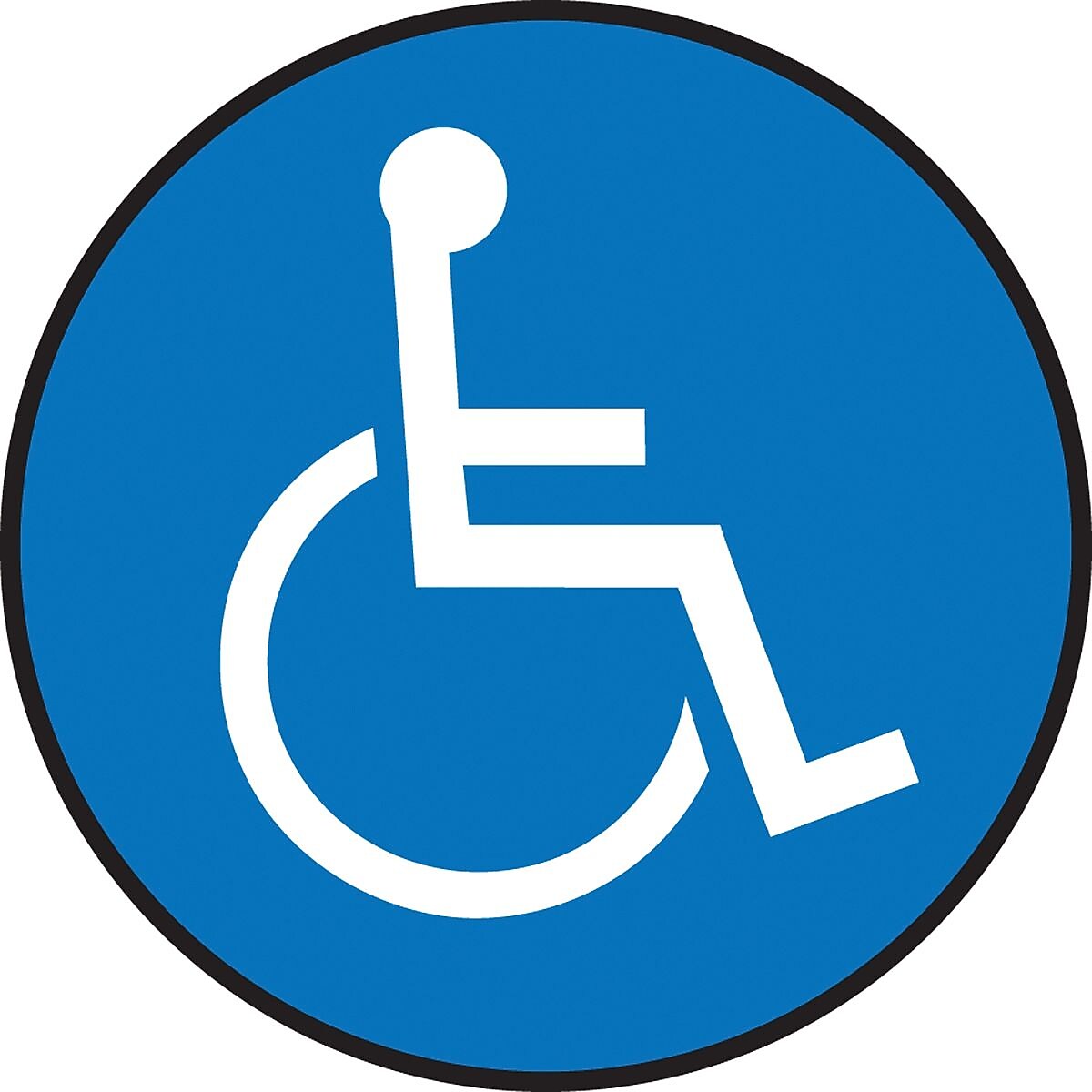 Accuform Signs® Slip-Gard™ Wheelchair Pictorial Round Floor Sign, White/Blue, 17"Dia., 1/Pack