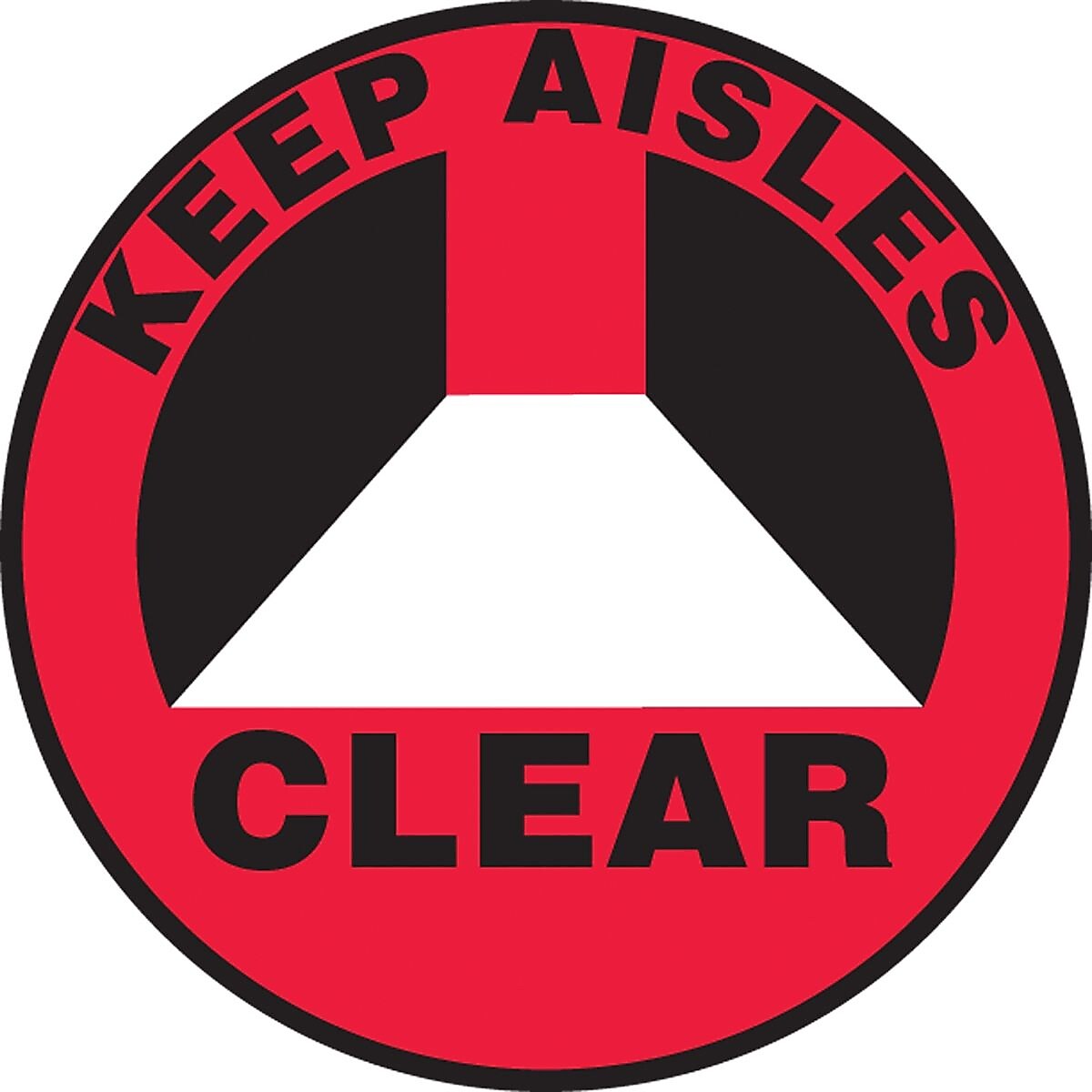Accuform Signs® Slip-Gard™ KEEP AISLES CLEAR Round Floor Sign, Black/White/Red, 8"Dia., 1/Pack